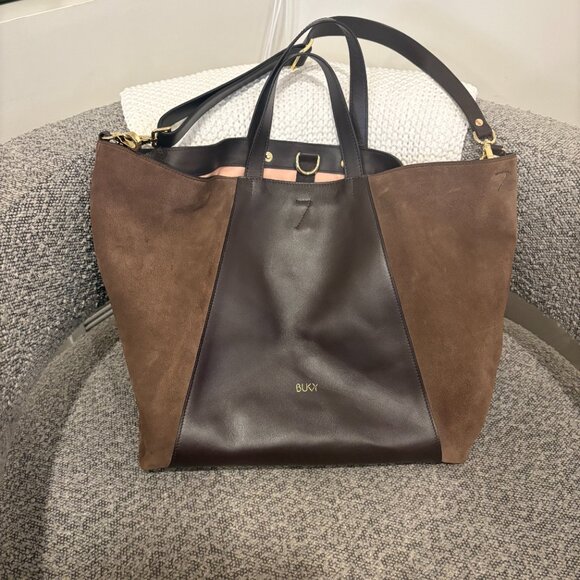 BUKVY Brown leather convertible tote /backpack - Picture 3 of 8